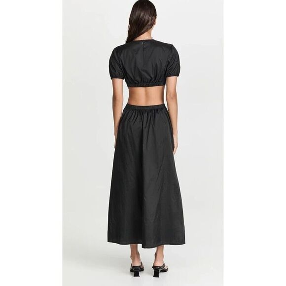 New Staud Calypso Black Cut Out Short Sleeve Maxi Dress Size Large - Picture 2 of 6